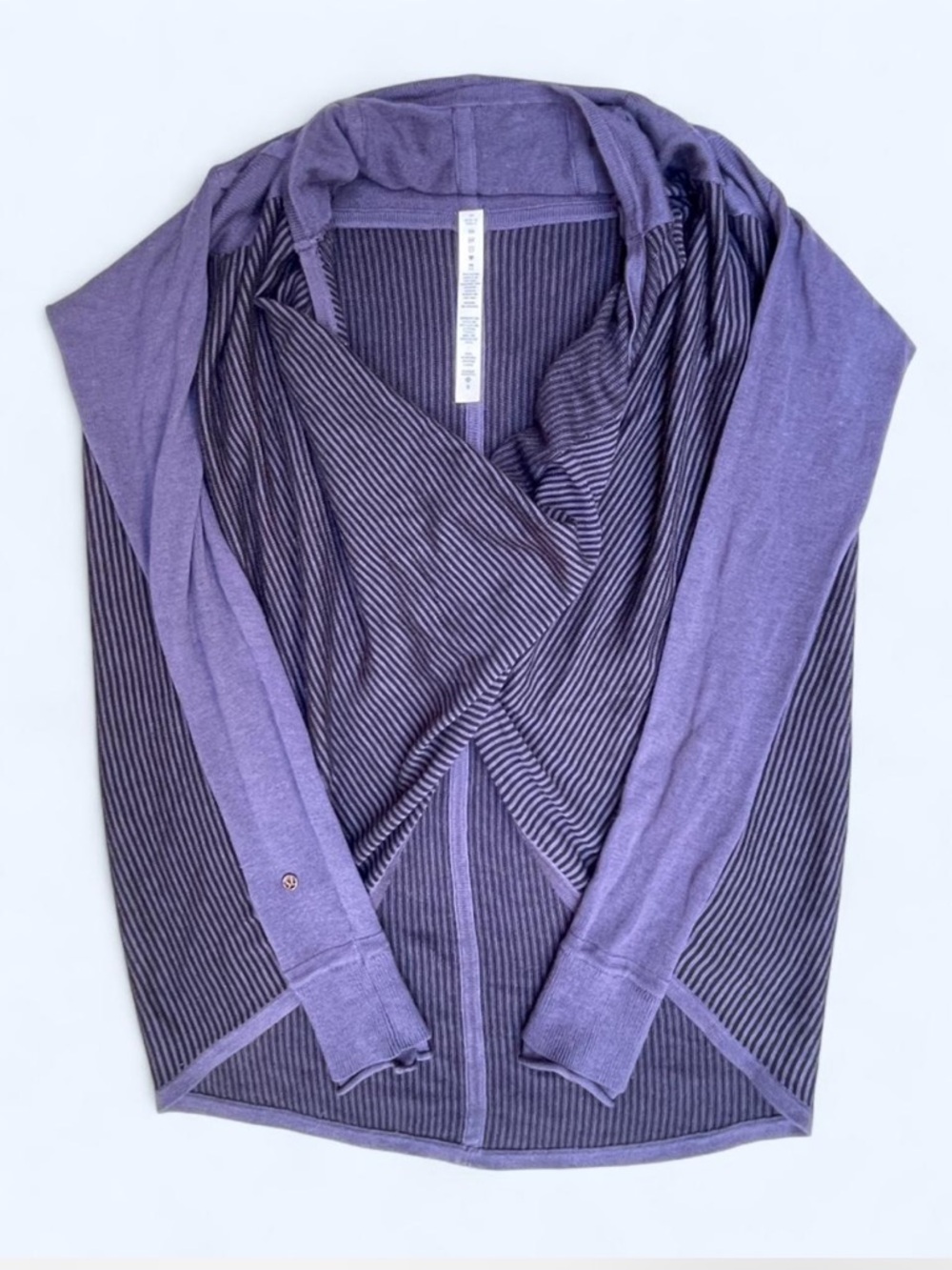 lululemon athletica Purple blue front cross long sleeves top thumbholes spring
